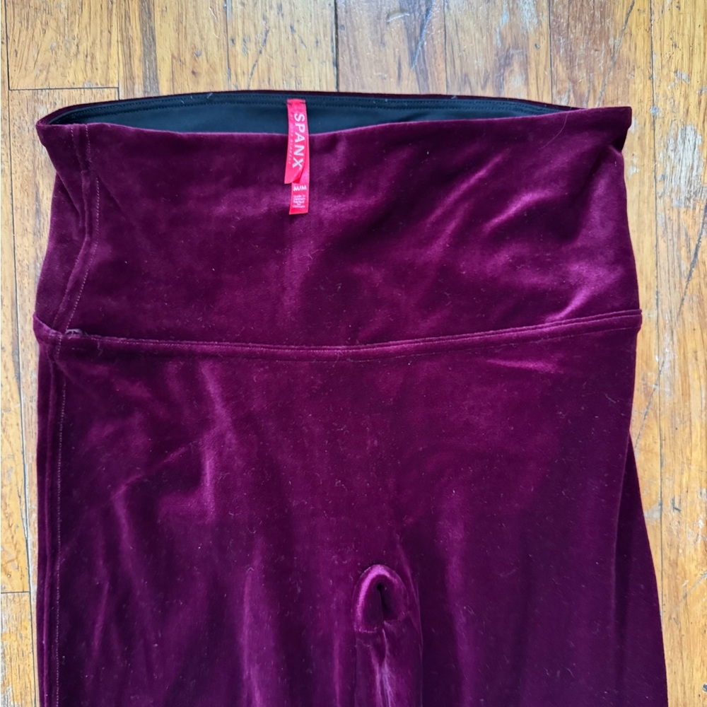 Spanx Women's M Velvet Burgundy Leggings EUC worn twice